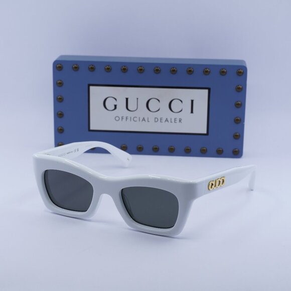Gucci GG1773S 002 Cat Eye Sunglasses - White/Grey - Picture 1 of 12